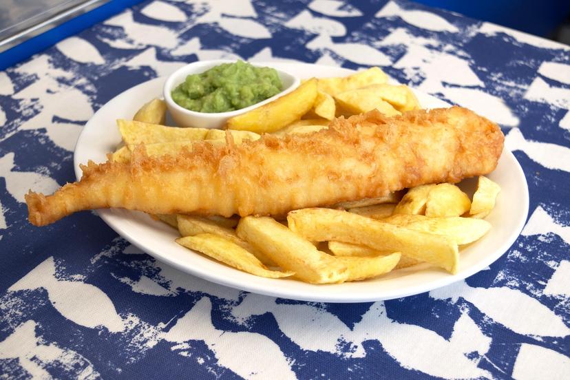 Delicious fish & chips served at a wedding